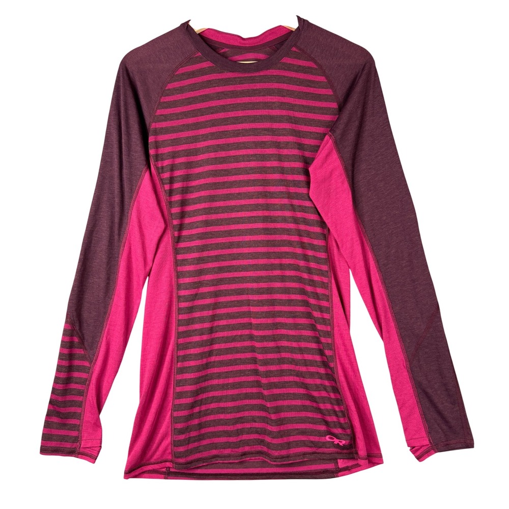 Outdoor Research Alpine Onset Crew Merino Wool Striped Base Layer Top Womens L